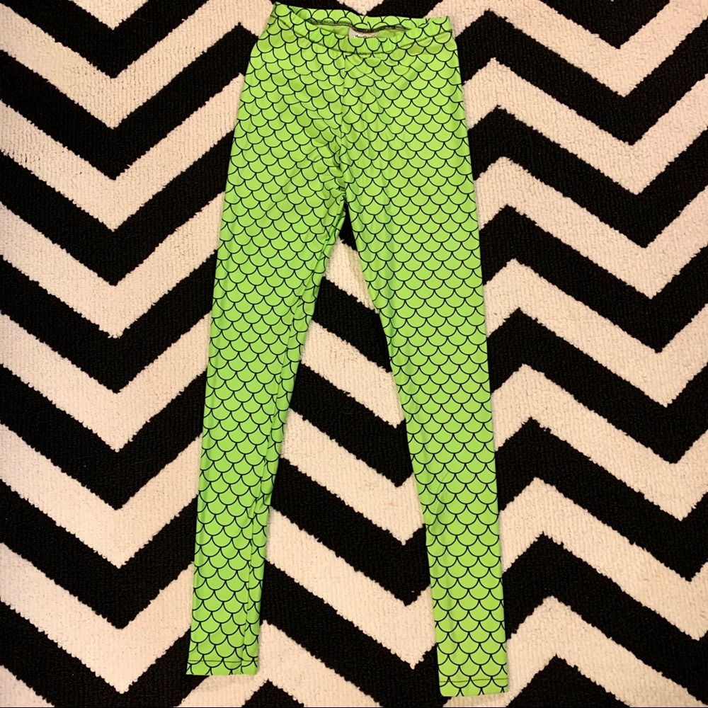 MESSQUEEN Neon Green Mermaid Spandex Leggings